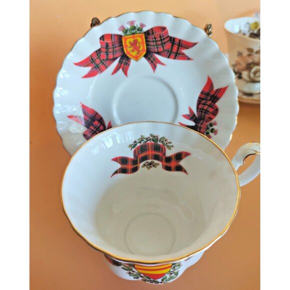 Royal Albert Footed Montrose Shape Teacup And Saucer Tartan Series - Picture 3 of 13
